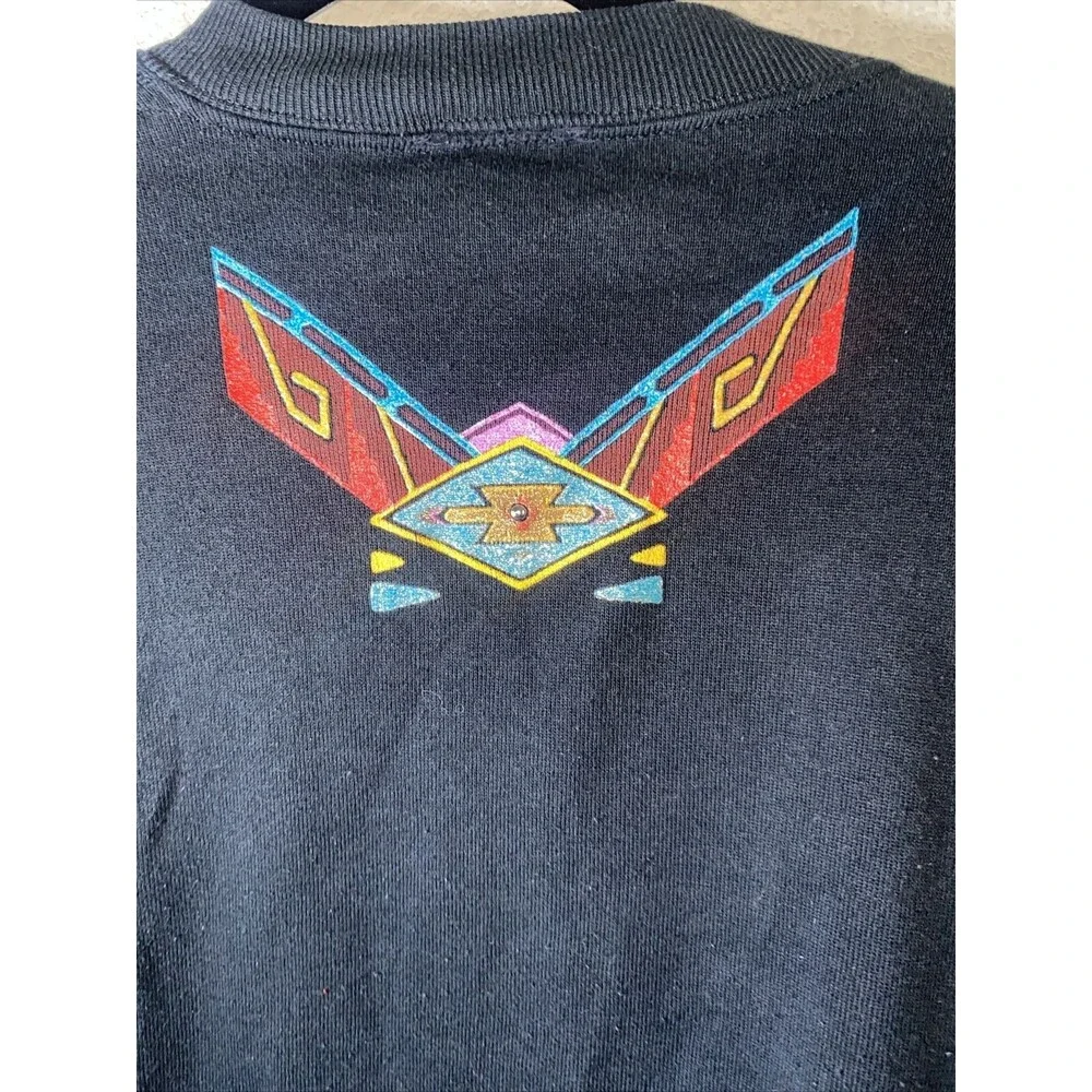jerzees Native American Sweater Tribal Indian Feather Aztec Beads M USA 3D - Picture 7 of 11